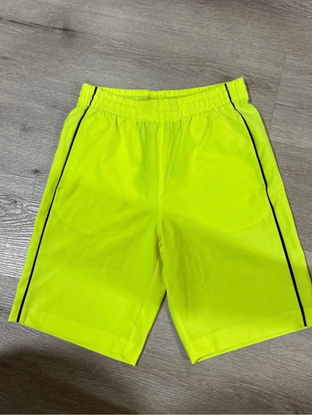 Spotted Zebra Kids Neon Yellow Athletic Shorts with Black Side Piping
